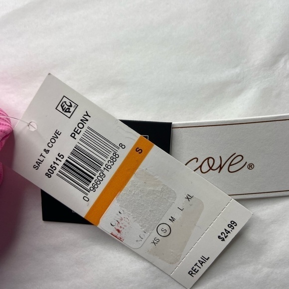 Salt +Cove Peony Pink Satiny Ribbed Bikini Top Size Small - Picture 9 of 11